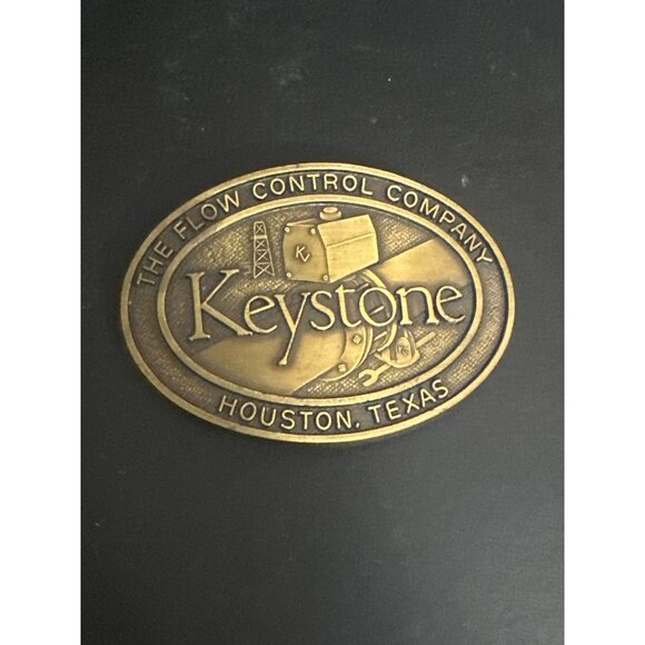 Vintage Keystone Brass Belt Buckle Oval Design - Picture 1 of 3
